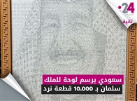 سعودي يرسم لوحة للملك سلمان بـ 10.000 قطعة نرد